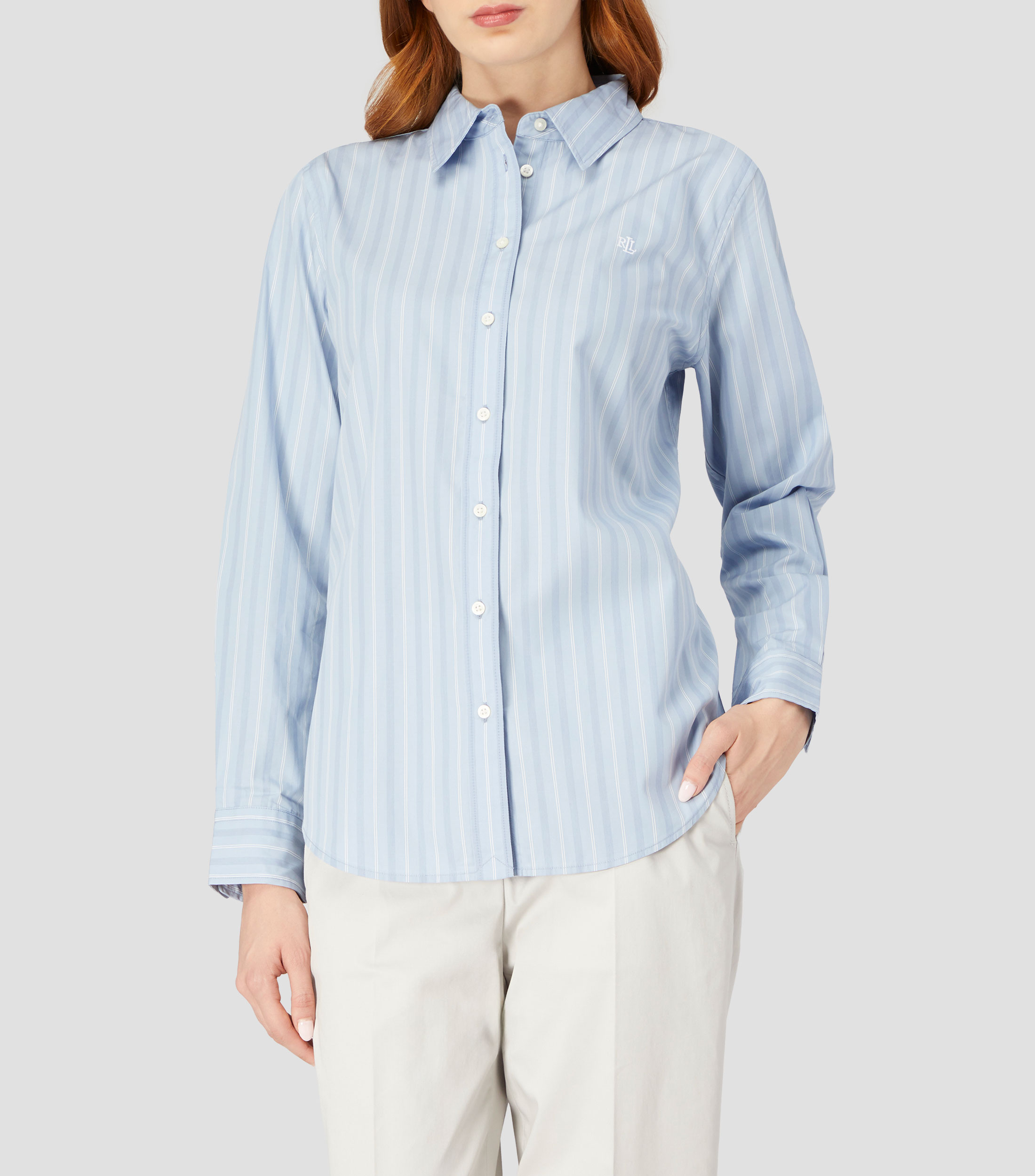 Camisa a rayas manga larga Mujer